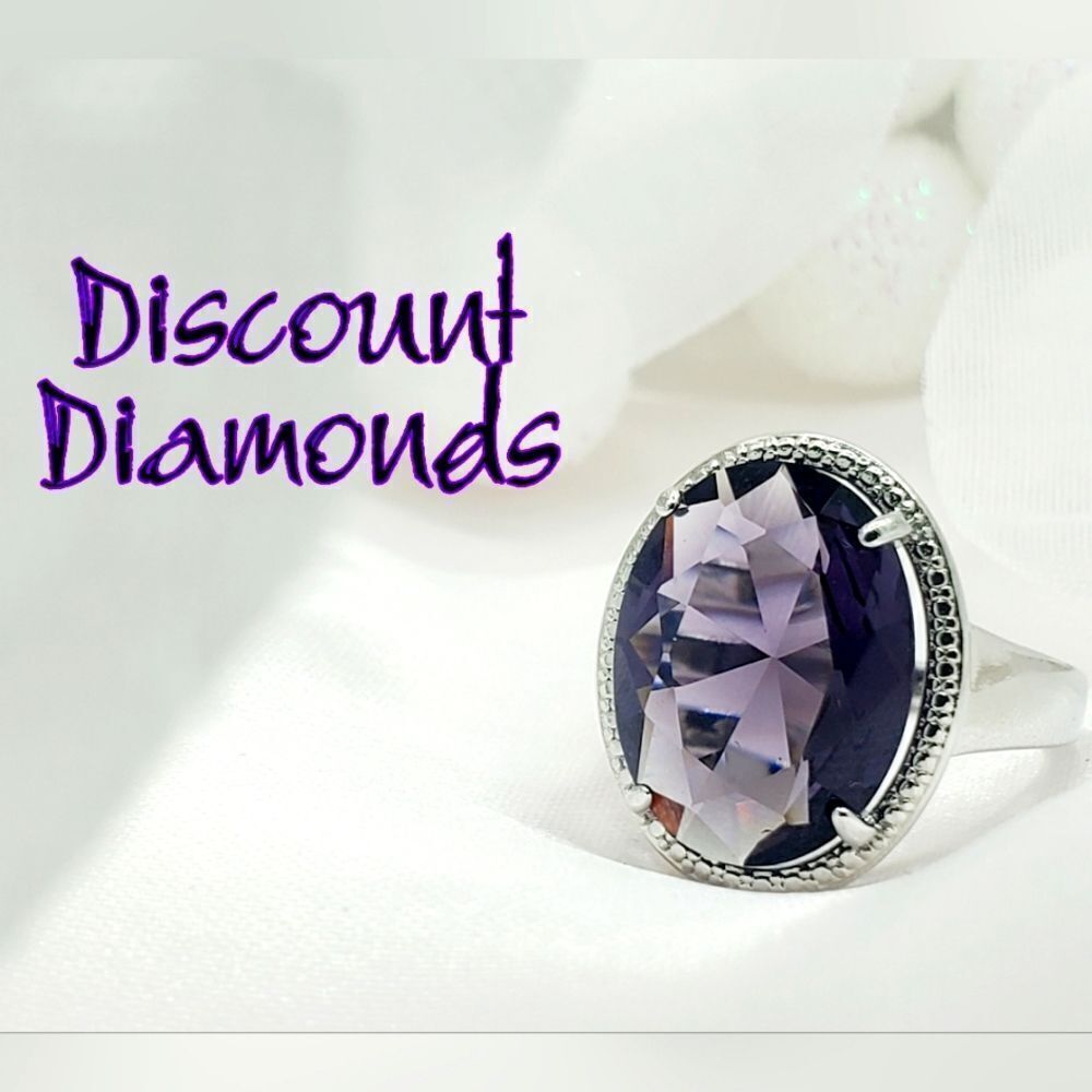 Oval Cut Amethyst Cocktail Ring on 925 Sterling Silver